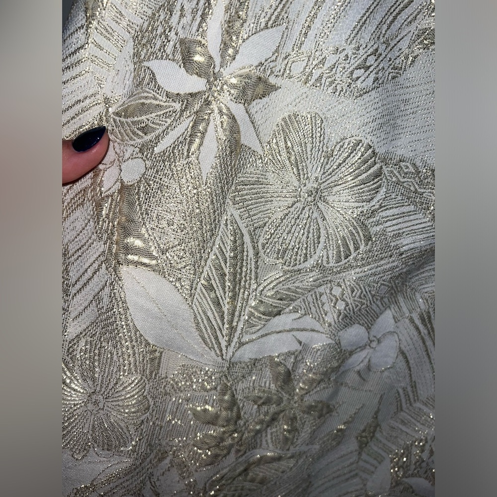 Lulus Shine for Us Cream Metallic Tropical Jacquard Mini Dress - Picture 5 of 5